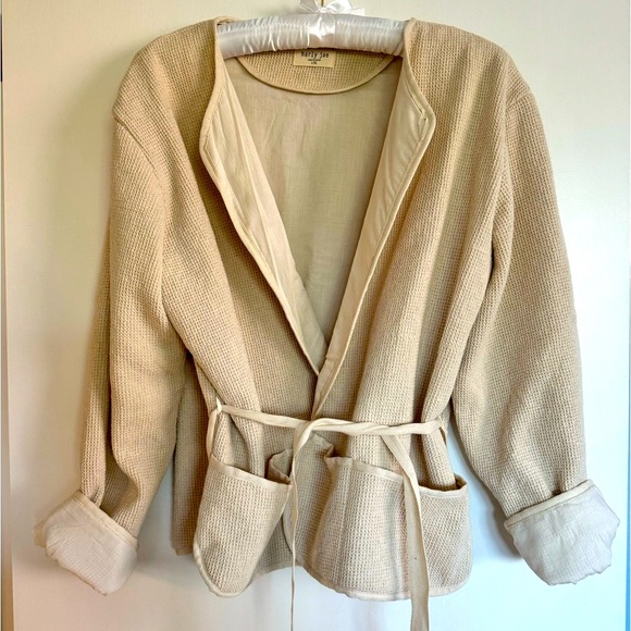 Waffle Jacket blazer L/XL 100% organic cotton slow fashion cardigan third piece - Picture 1 of 9